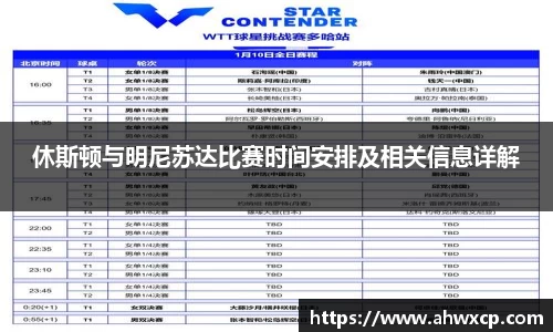 休斯顿与明尼苏达比赛时间安排及相关信息详解